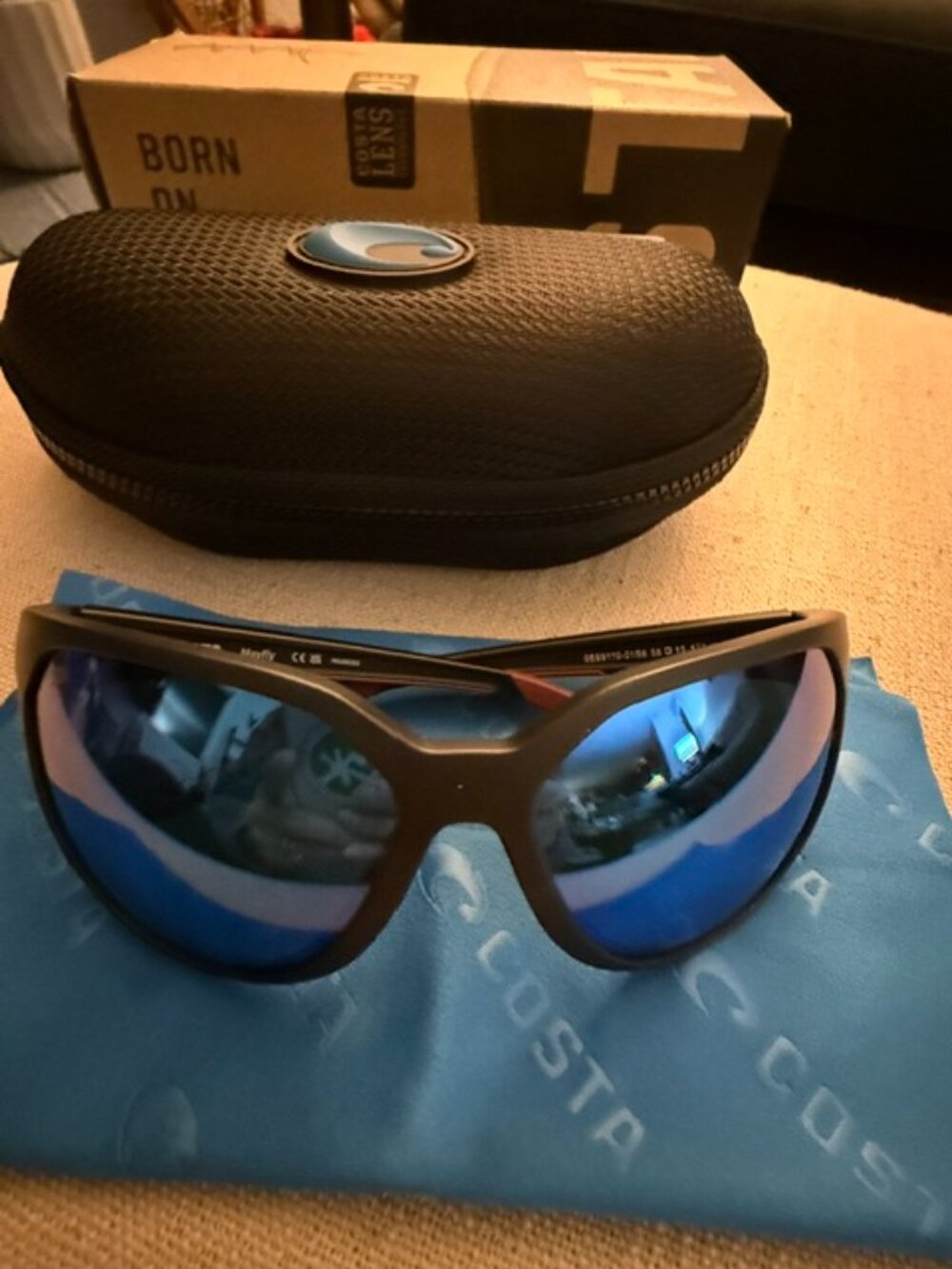 Costa Del Mar Mayfly 580G Blue Mirror Polarized Sunglasses NIB Discontinued